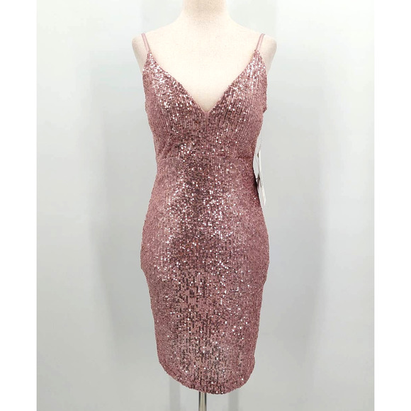 Emerald Sundae Dresses & Skirts - EMERALD SUNDAE SZ S juniors mauve pink sequin mini bodycon dress NWT B134 *flaw